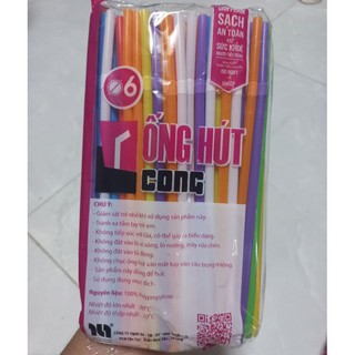 Ống hút cong nhiều màu phi 6 - 1 bịch 80 cây