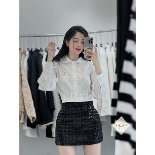 Áo sơmi c.n cổ sen viền ren