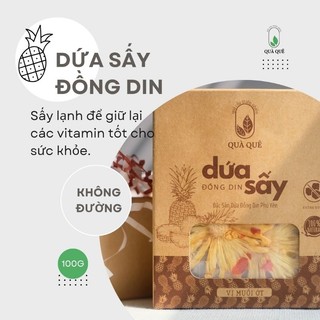 Dứa Sấy Đồng Din Phú Yên, không đường (Dried Pineapple, non sugar), sấy mộc dứa chín tự nhiên
