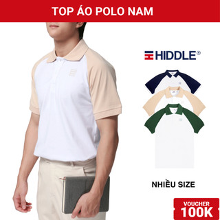 Áo polo nam cao cấp đẹp tay raglan màu trắng tay phối nâu cà phê, xanh lá, xanh rin vải cá sấu HIDDLE