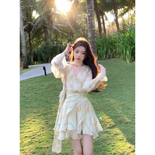 đầm voan xoè thắt eo thiết kế qccc