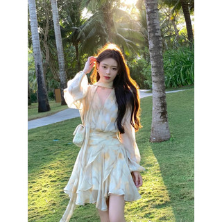 đầm voan xoè thắt eo thiết kế qccc