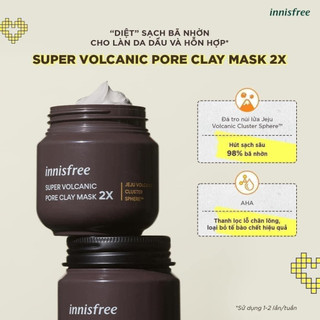 MẶT NẠ ĐẤT SET innisfree Super volcanic pore clay mask 2X (100G)