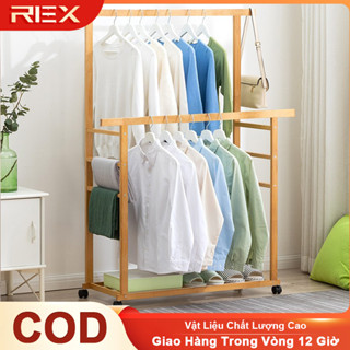 REX Kệ treo quần áo đôi Có bánh xe Giá treo quần áo treo Có bánh xe chống mối mọt di chuyển tiện lợi