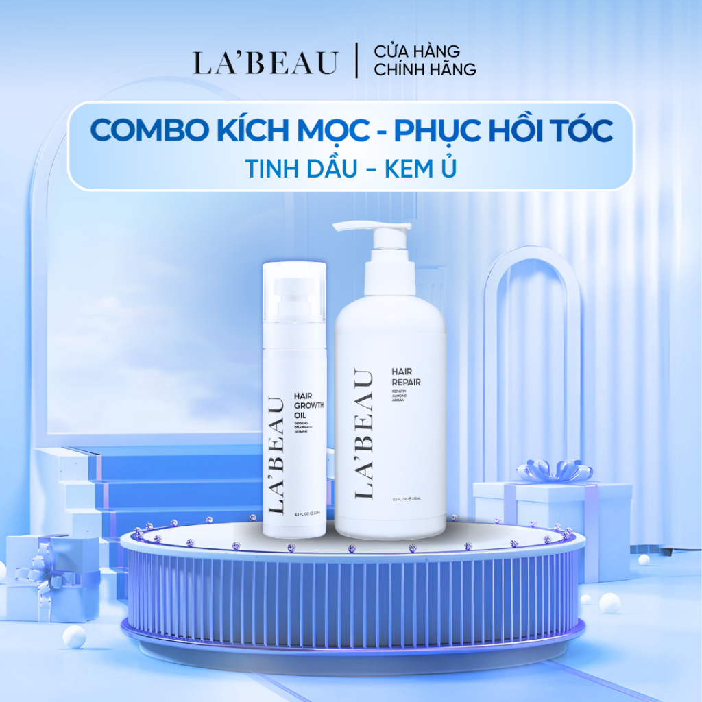 COMBO KÍCH MỌC VÀ PHỤC HỒI TÓC (Tinh dầu và Kem ủ tóc) LA’BEAU CKMPHLB