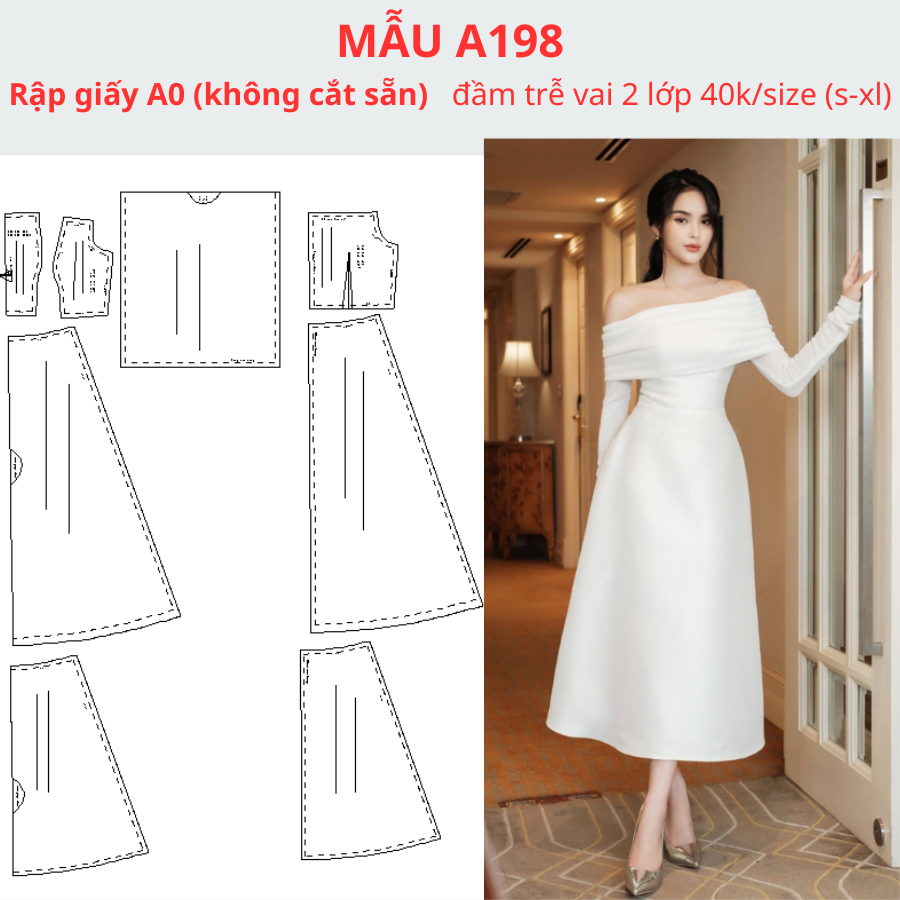 RẬP GIẤY A0 ĐẦM TRỄ VAI A198