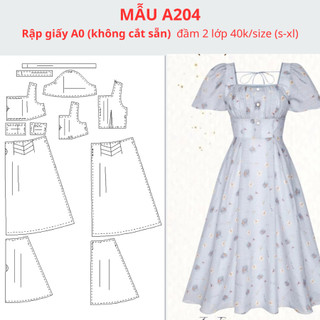 Rập giấy a0 đầm cổ vuông a204