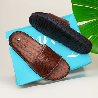 Dép da nam off white phối màu siêu phẩm 2024 d01