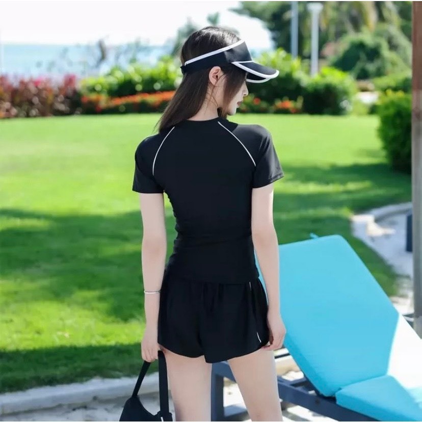 Đồ Bơi Đi Biển Áo Ngắn Tay in chữ Quần 2 Lớp dáng thể thao Lanbishop MS935  (Size S,M,L,XL,XXL) | BigBuy360 - bigbuy360.vn