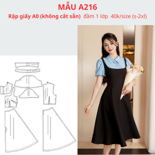 Rập giấy a0 đầm cổ sơ mi a216