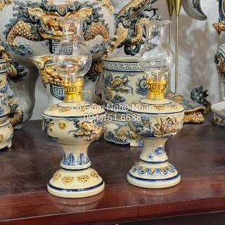Đồ thờ cúng đèn thờ cúng men hoàng thổ - đèn rồng - đèn sen bát tràng - nghệ nhân chế tác