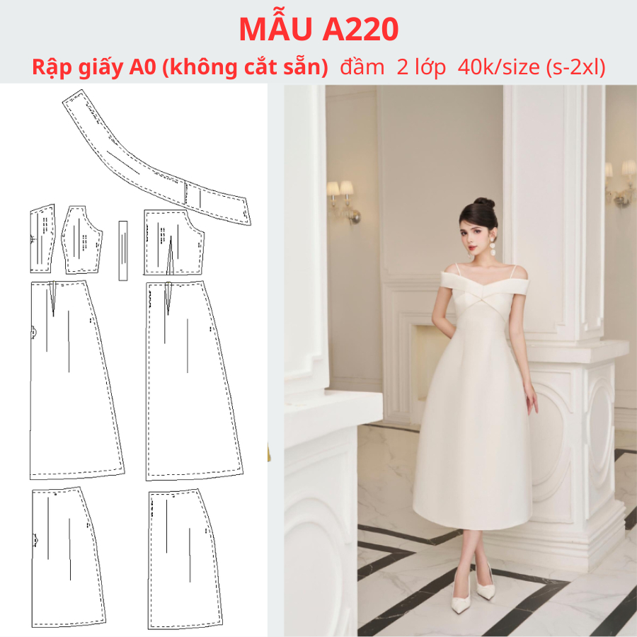 RẬP GIẤY A0 ĐẦM TRỄ VAI A220
