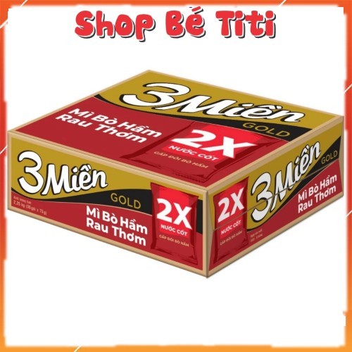 Thùng 30 gói x 75g Mì Tôm 3 Miền Tôm Chua Cay Shop Bé Titi