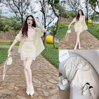 Đầm 2s ren hoa nude