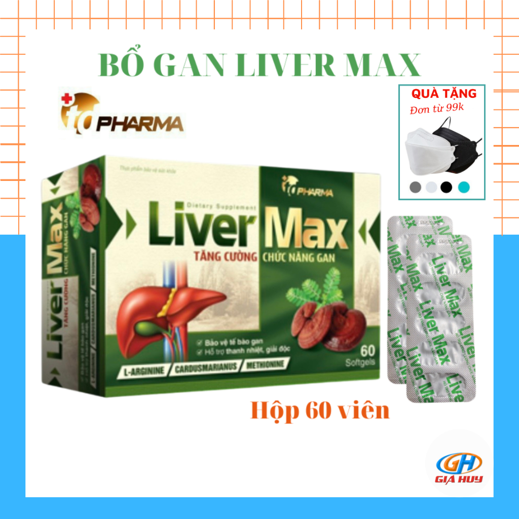 Giải độc gan, mát gan LIVER MAX hộp 60 viên giúp bảo vệ và tăng cường chức năng gan