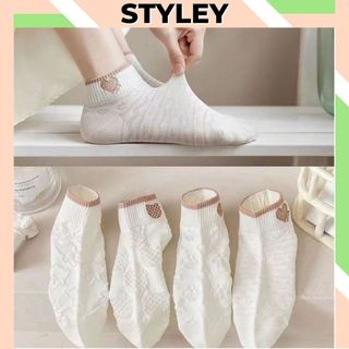 Tất nữ cổ thấp chất cotton mềm mại thoáng mát chống hôi chân, Vớ nữ họa tiết cute siêu xinh và dễ thương Styley P025