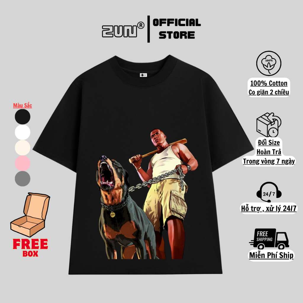 Áo Thun Unisex "Franklin Clinton GTA5" Form Rộng Oversize Cổ Tròn 100% Cotton Co Giãn ZUNSTORE-15