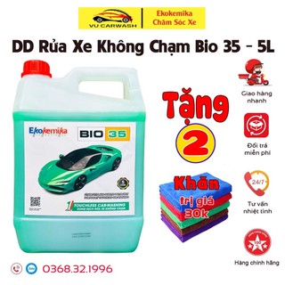 Nước Rửa Xe Không Chạm - Dung Dịch Rửa Xe Ô tô, Xe Máy Ekokemika Bio 35 - 5L(chính hãng) TẶNG 2 KHĂN LAU ĐA NĂNG