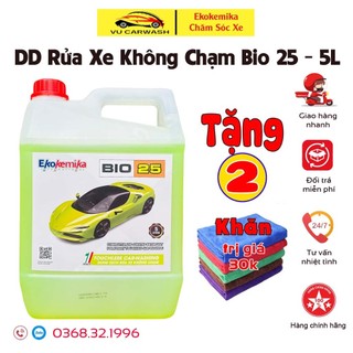 Nước Rửa Xe Không Chạm - Dung Dịch Rửa Xe Ô tô, Xe Máy Ekokemika Bio 25 - 5L(chính hãng) TẶNG 2 KHĂN LAU ĐA NĂNG