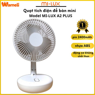 Quạt tích điện để bàn mini Mi-lux A2 Plus, hàng chính hãng bảo hành 12 tháng