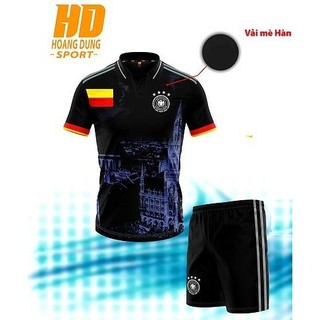 Bộ quần áo đá banh tuyển Đức đen thun mè HD2024