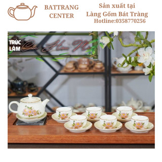 (7 MẪU)Bộ ấm chén pha trà Bát Tràng-men Trắng ấm Chum vẽ vàng Vinh Hoa Phú Quý,Thuận Buồm Xuôi Gió