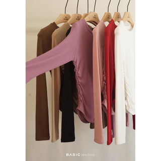 Áo thun tay dài nhún eo BASIC SANTA TOP