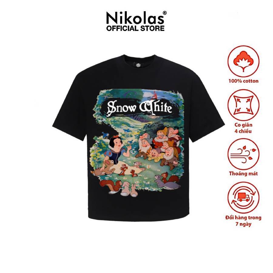 Áo thun Unisex Nikolas 100% Cotton Snow White Tee