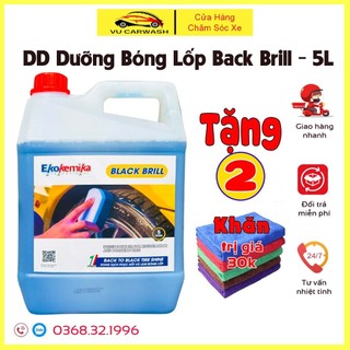 Dung Dịch Làm Bóng Lốp Xe Black Brill  Ekokemika, can 5L (hàng chính hãng) TẶNG 02 Khăn Lau Xe