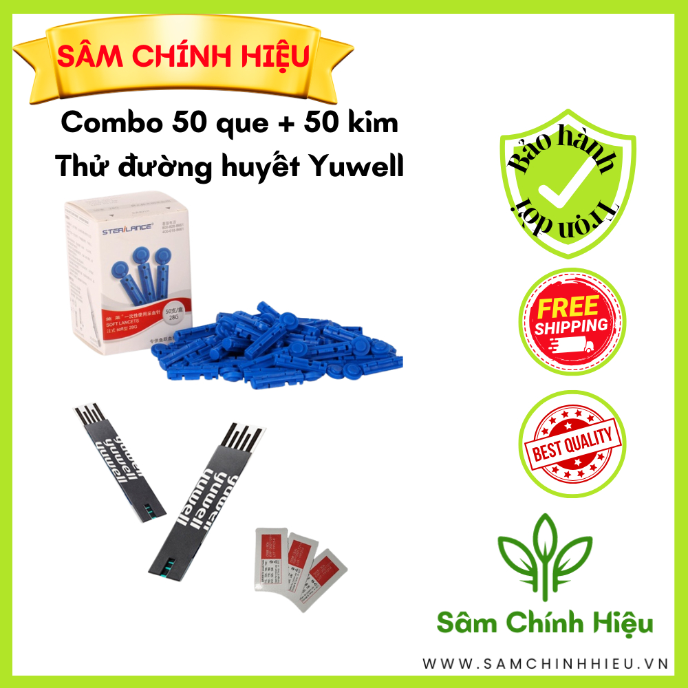 Combo 50 que thử đường huyết và 50 kim Yuwell (Dùng cho mọi loại máy Yuwell)