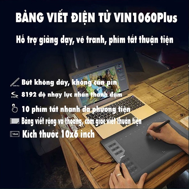 Bảng điện tử VINSA 1060Plus 2020 chính hãng bút cảm ứng từ k dùng pin - bản quốc tế nâng cấp  so với Gaomon 1060 | BigBuy360 - bigbuy360.vn