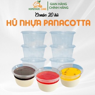 Set 20 hũ đựng panna cotta kèm nắp, hũ nhựa trong suốt đựng nước sốt, panna cotta homemadecake