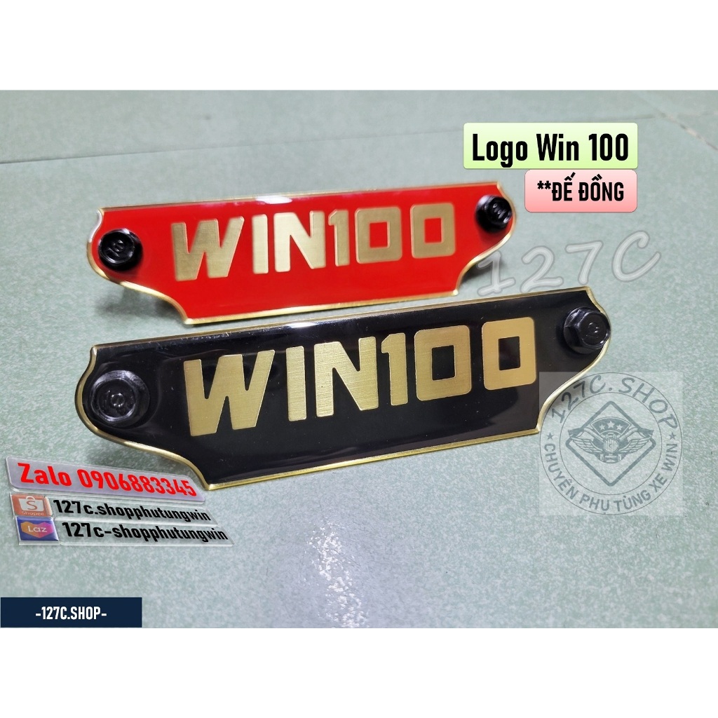 [HCM] Logo (Mác) chữ Win 100 ĐẾ ĐỒNG (Đen-Vàng đồng/ Đỏ-Vàng đồng)