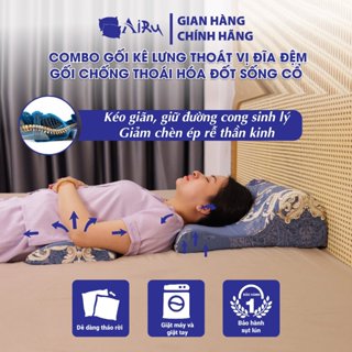 COMBO gối thoái hóa đốt sống cổ và gối kê lưng thoát vị đĩa đệm L4-L5-Giúp phục hồi tái tạo đĩa đệm