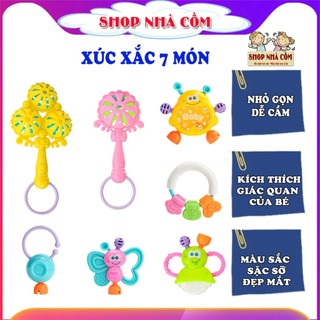 Bộ đồ chơi xúc xắc 7 món hình thú phát âm vui nhộn kích thích vận động và giác quan cho bé, an toàn cho trẻ sơ sinh