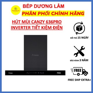 Hút mùi canzy 636pro | hút mùi cảm biến vẫy tay | công suất hút 1400m3/h | bảo hành 2 năm