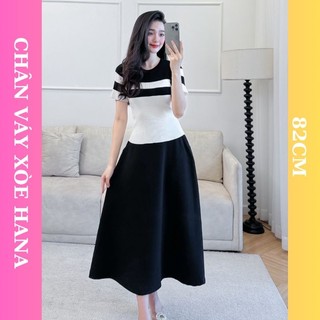 Chân váy xòe Hana dáng dài 82cm dáng công sở chất mát mềm đầm tay