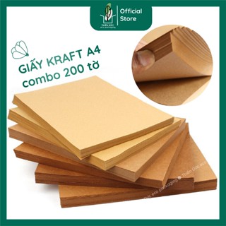  Combo 200 tờ giấy kraft khổ A4 A5 dùng in ấn làm sổ nhật kí gói phụ kiện die cut... 