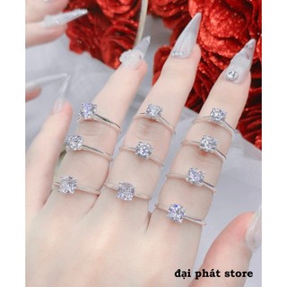 Nhẫn nữ , đính đá đá viền trơn , bạc 925 - kim hưng store