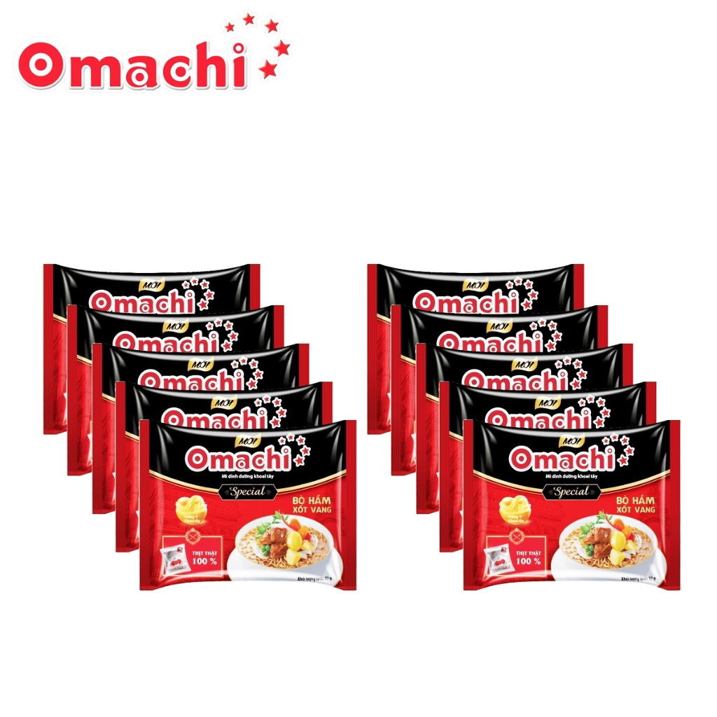 COMBO 10 GÓI MÌ KHOAI TÂY BÒ HẦM XỐT VANG OMACHI