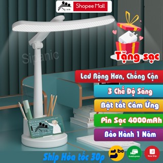 Đèn học để bàn, Sipanic cao cấp 3 mầu ánh sáng chống cận không mỏi mắt, pin sạc bảo hành 1 năm