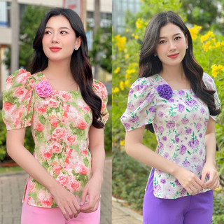 Bộ bà ba cổ vuông đính hoa chất áo, quần mango cao cấp có nhiều màu nhiều Size từ 40-68kg