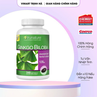 (ĐỦ BILL) Bổ não Ginkgo Biloba Trunature 120mg của Mỹ 340 viên - Lưu thông tuần hoàn mãu não , cải thiện trí nhớ