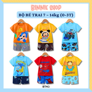 Đồ bộ bé trai quảng châu xuất hàn Quần áo trẻ em BINNIE SHOP chất thun cotton cho bé trai từ 7-14kg (0-3 tuổi) BTN3