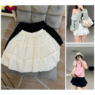 Chân váy xốp tầng nhún lưng thun