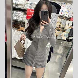 Váy Body Len Nko Studio Dáng Xòe, Đầm body Ngắn Xòe