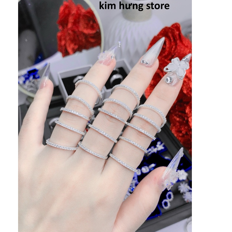 Nhẫn viền đá , bạc 925 , đính đá lấp lánh - KIM HƯNG STORE