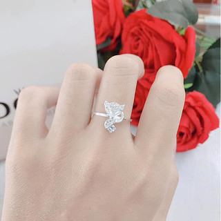 Nhẫn hồ ly tình duyên , đính đá , bạc 925 - kim hưng store