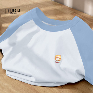 Áo Thun Nữ, Áo Phông Raglan Tee Nam Nữ Unisex Tay Lỡ By JOLI BST02 In Hình Mini Chất Cotton Form Rộng