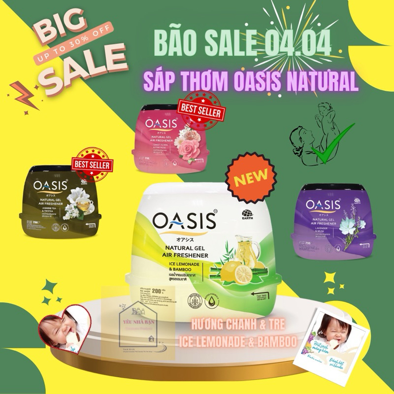 Sáp thơm OASIS Natural Chanh và Tre Sáp phòng khử mùi chiết xuất Hương thơm từ thiên nhiên Oasis Natural Gel Air Freshen